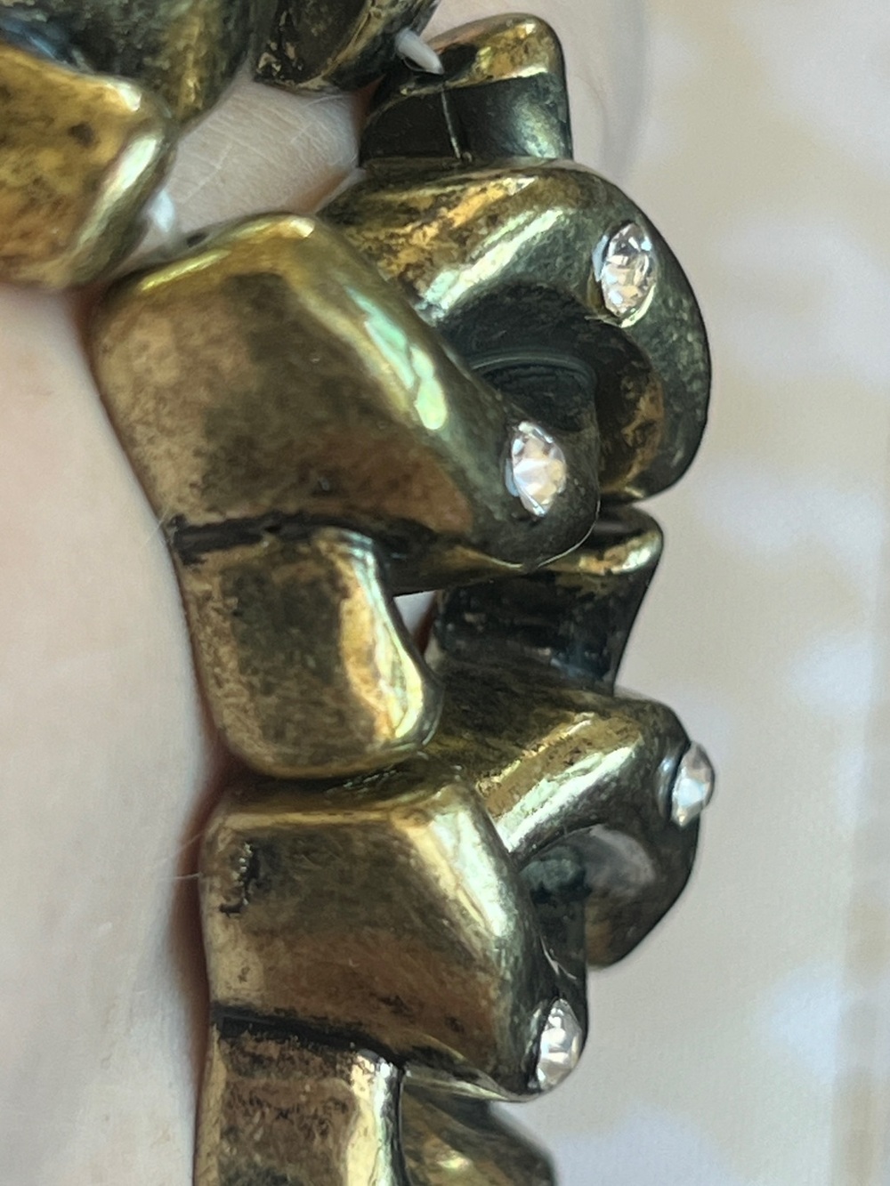 Gold-Tone Chunky Rhinestone Stretch Bracelet – 2.5 inch diameter - Picture 7 of 9